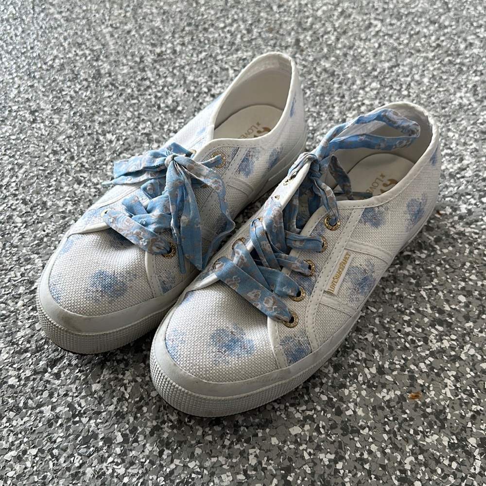 Gently worn Loveshackfancy x Superga shoes